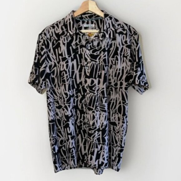 Oh Snap Drill Clothing Men's Grafitti Short Sleeve Shirt Size Large Black/White - Picture 1 of 6